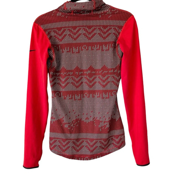 Nike Pro Women's Red White Hyperwarm Nordic Infinity Long Sleeve Shirt - Picture 5 of 16